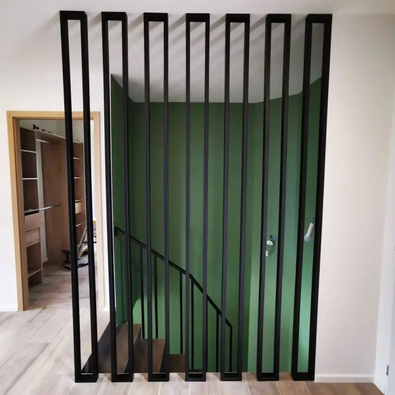 Garde corps et claustra acier, peint en noir mat sablé… — Escaliers Alliage Mobilier