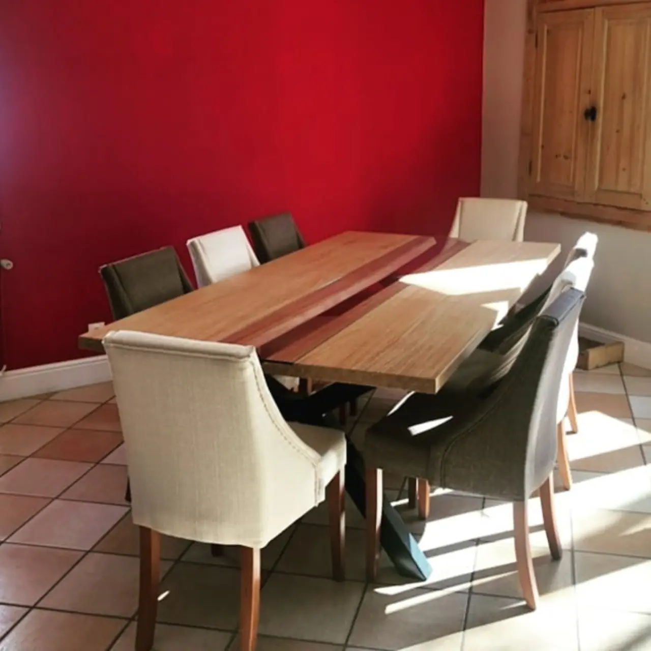 Table à manger chêne, verre et acier — Alliage Mobilier (1)