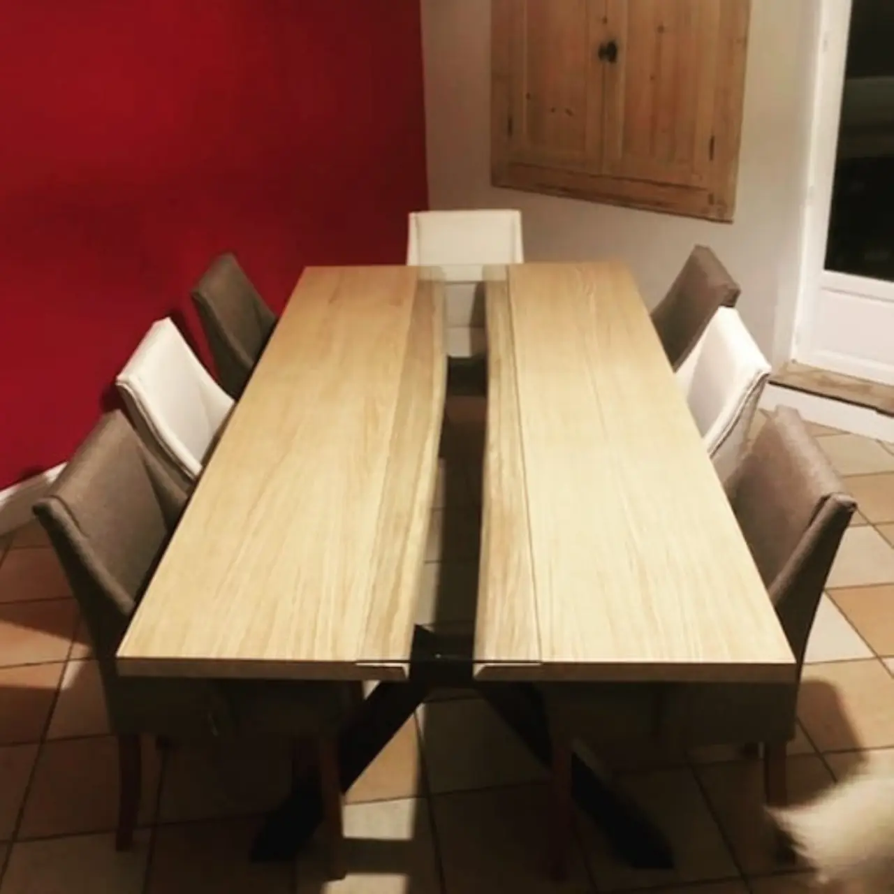 Table à manger chêne, verre et acier — Alliage Mobilier (2)