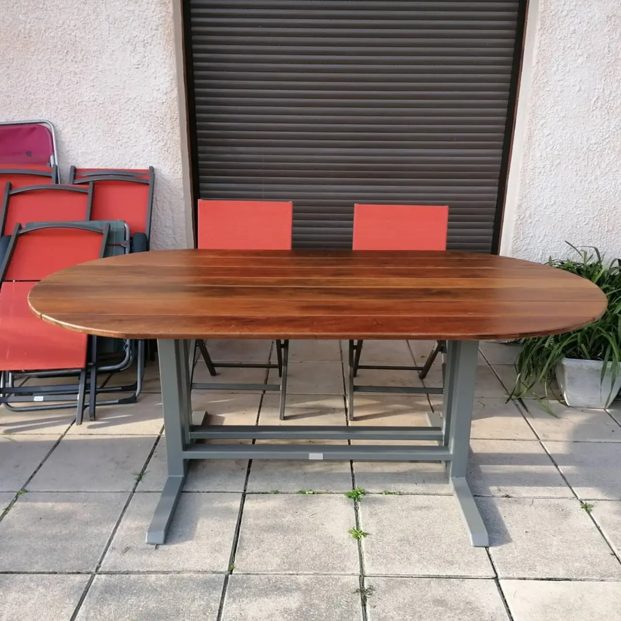 Table d'extérieur en ipé et pied acier thermolaquée… — Alliage Mobilier (2)