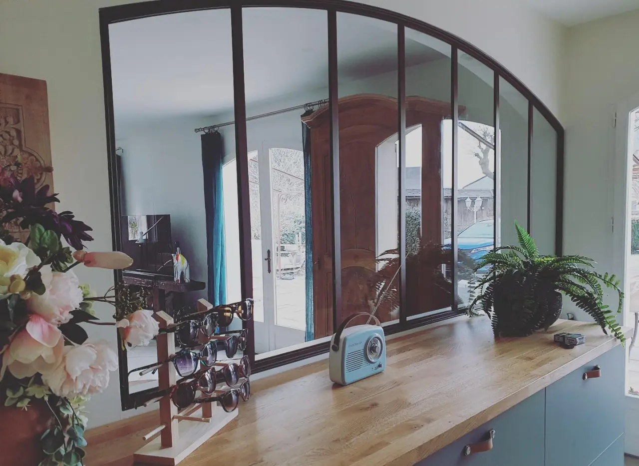 Très belle verrière en arche peinture effet rouille — Alliage Mobilier (2)